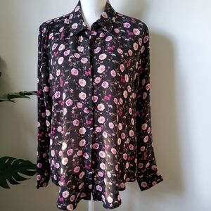 Tahari Floral Button Down Blouse